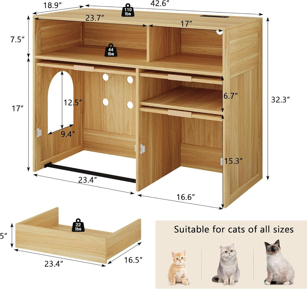 42'' Hidden Enclosure with Litter Drawer