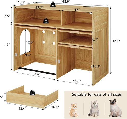 42'' Hidden Enclosure with Litter Drawer
