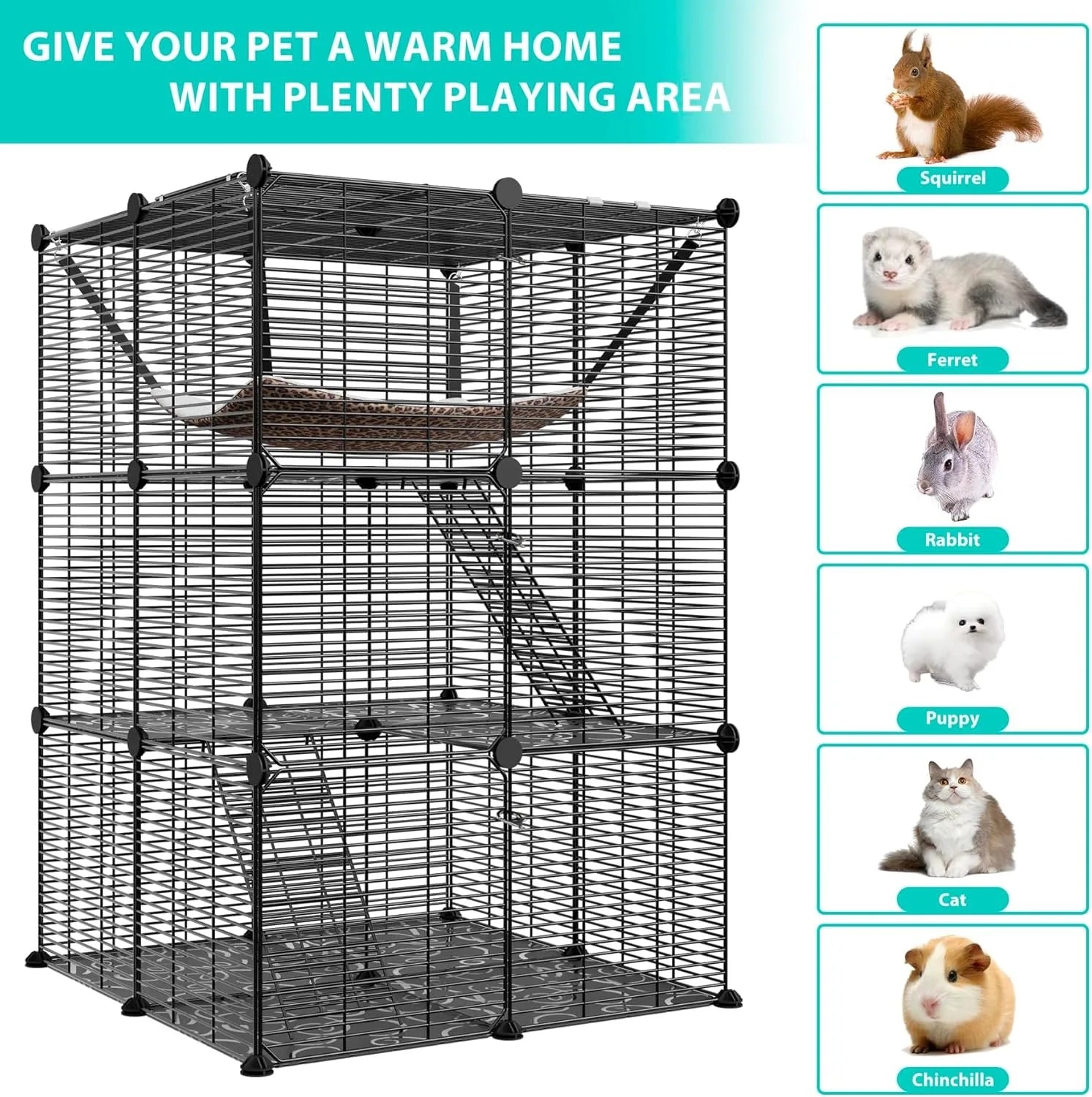 3-Tier Pet Cage Indoor Enclosures