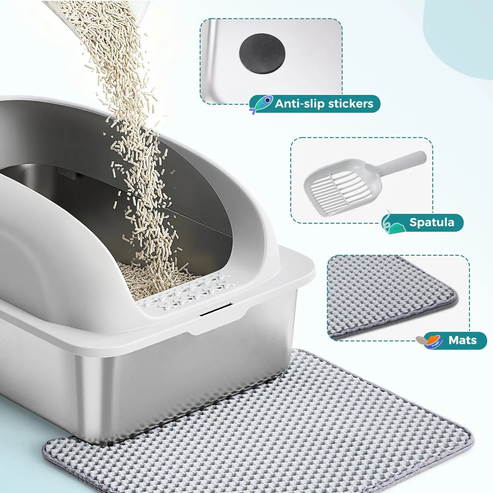 Stainless Steel Cat Litter Box with Lid