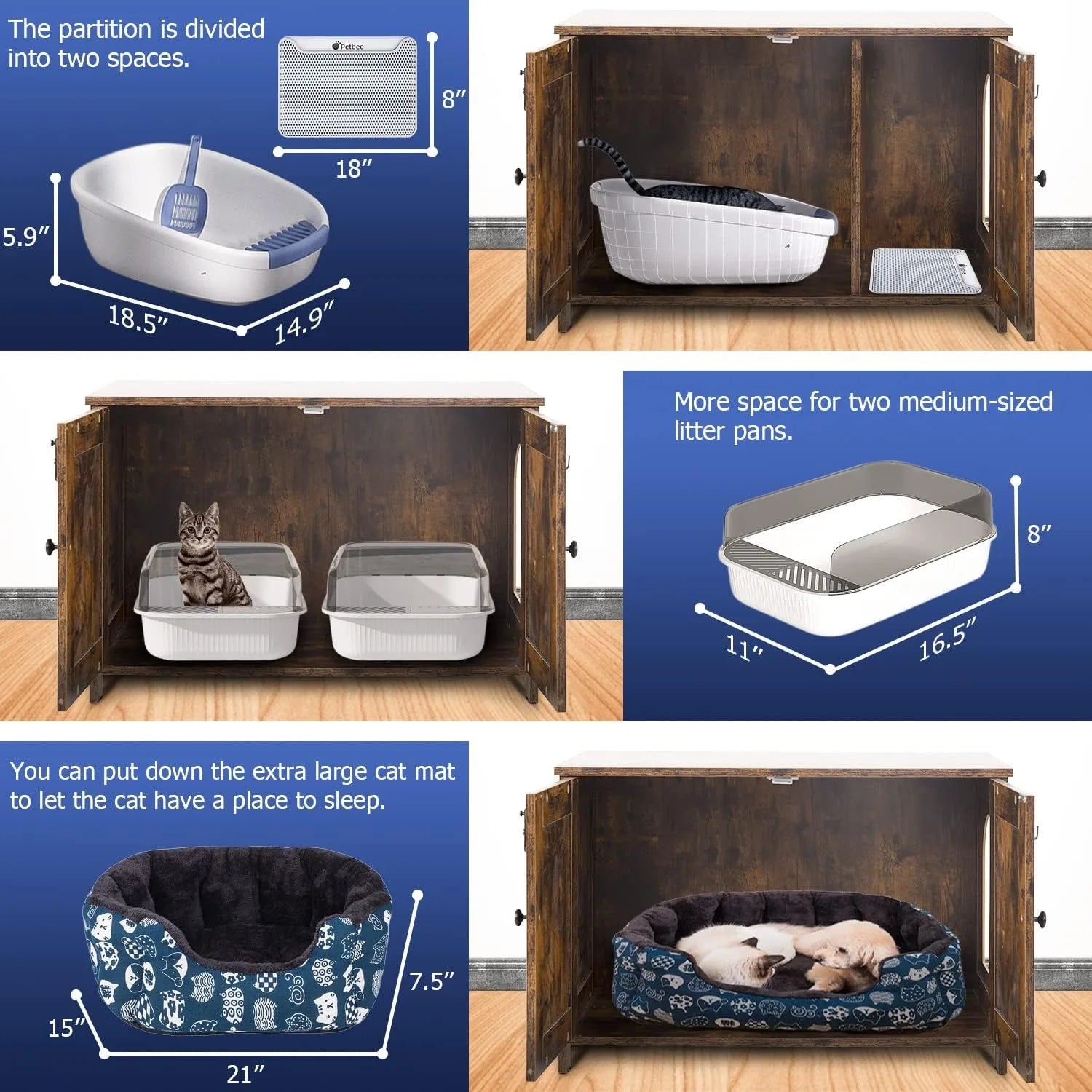 Wooden Cat Litter Box Furniture