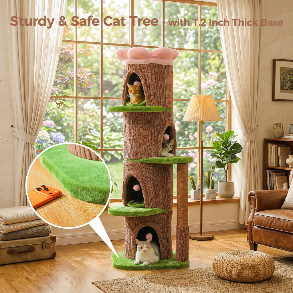 Large Cat Tree with 4 Spacious Condos