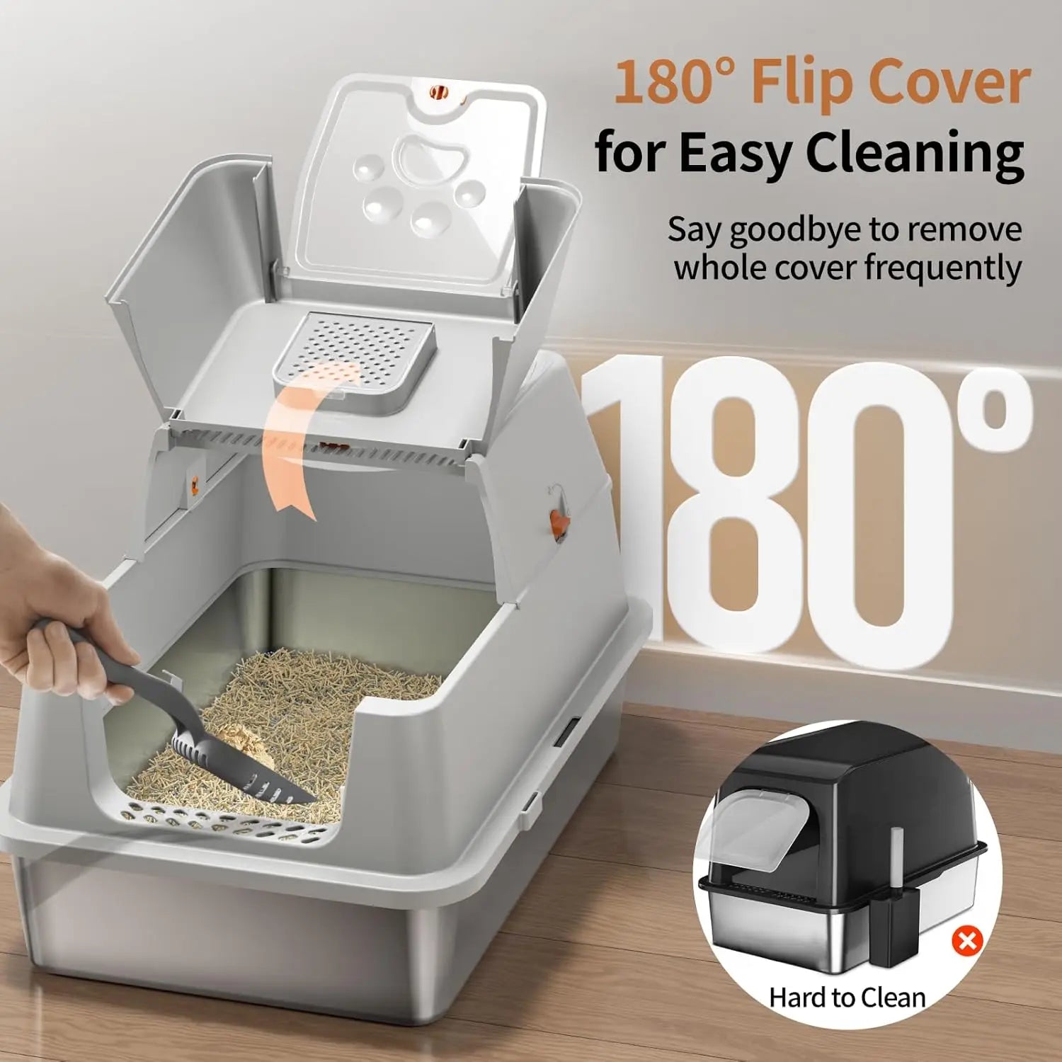 Stainless Steel Cat Litter Box with Lid