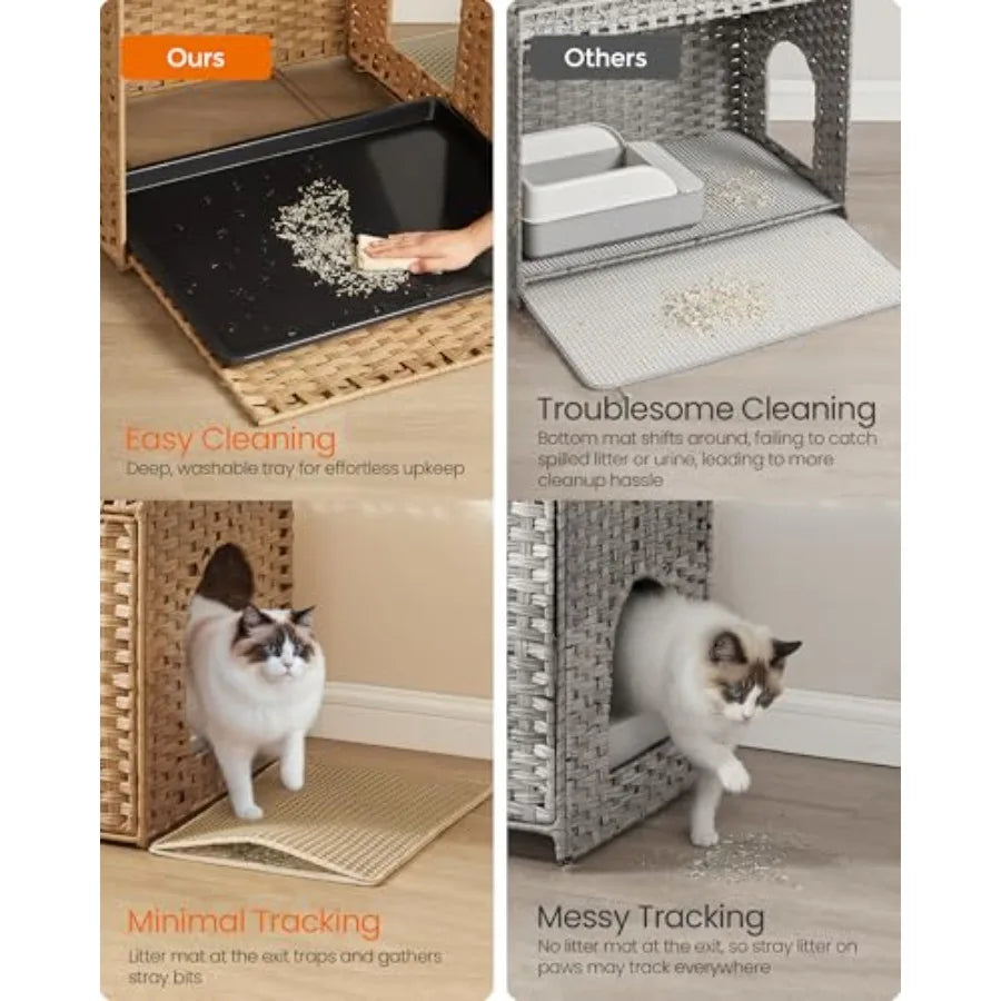 Handwoven Rattan Hidden Litter Box Furniture