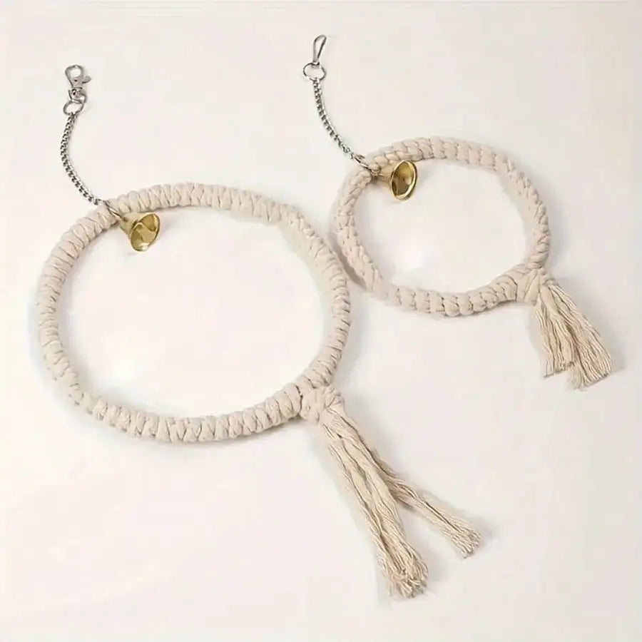 Hemp Rope Bird Toy Ring with Bell
