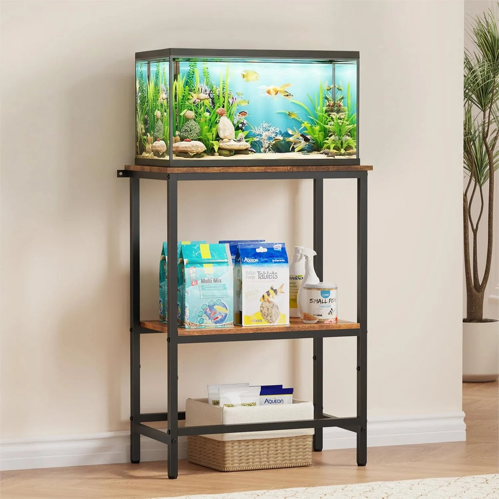 Fish Tank Stand for 10 Gallon, Heavy Duty Aquarium Stand with Storage Shelves, Sturdy One-Piece Top, 21.2"L x 11.8"W x 29.3"H