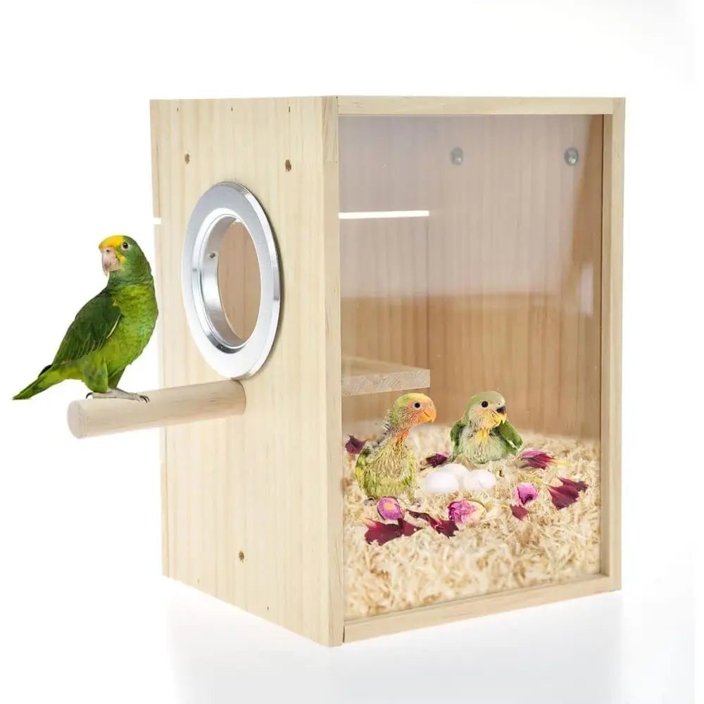Wooden Acrylic Transparent Nest Box for Breeding Birds