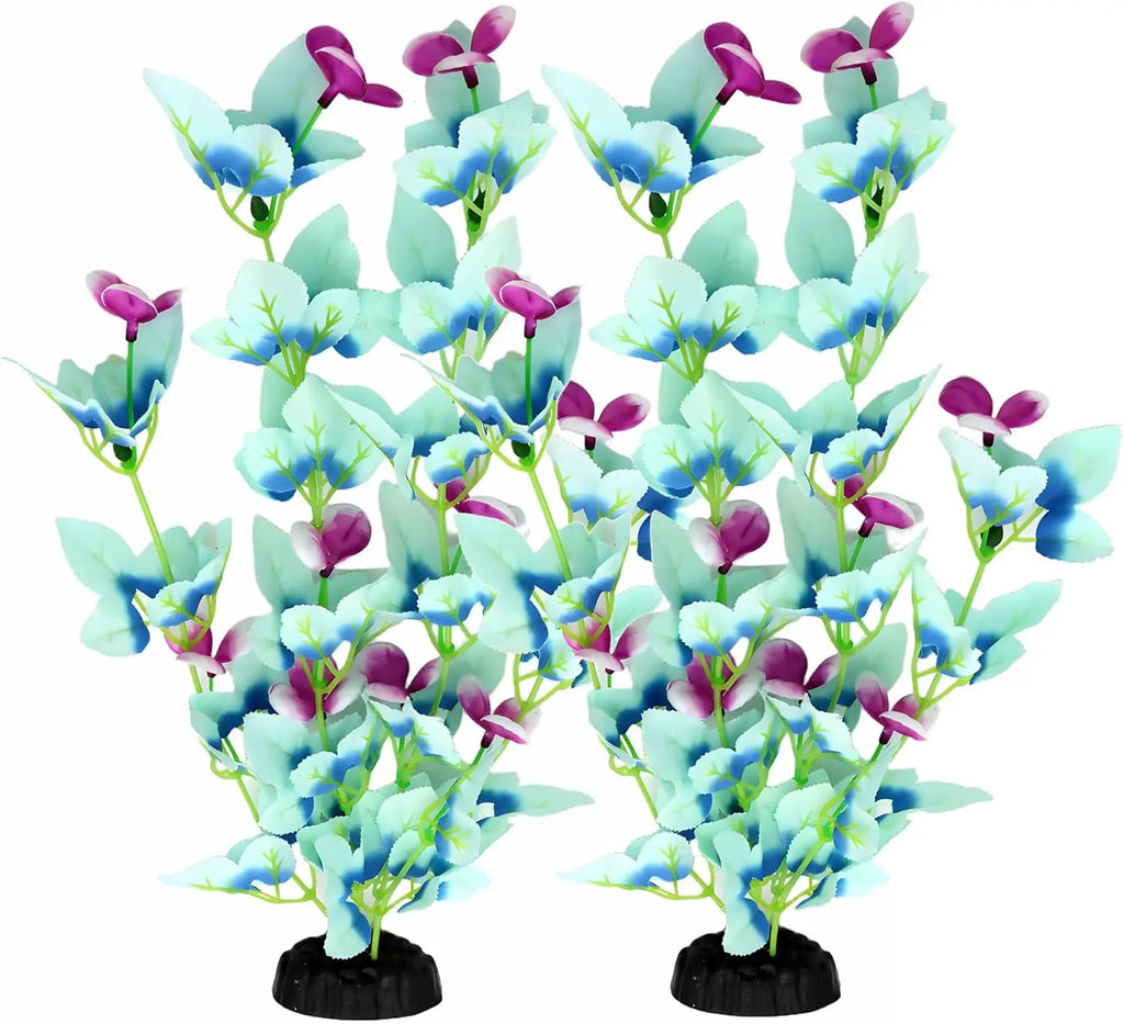 16 Inch Aquarium Fish Tank Plant Decor, 2 Pack Silk Plants for Betta Fish Tank Decoration
