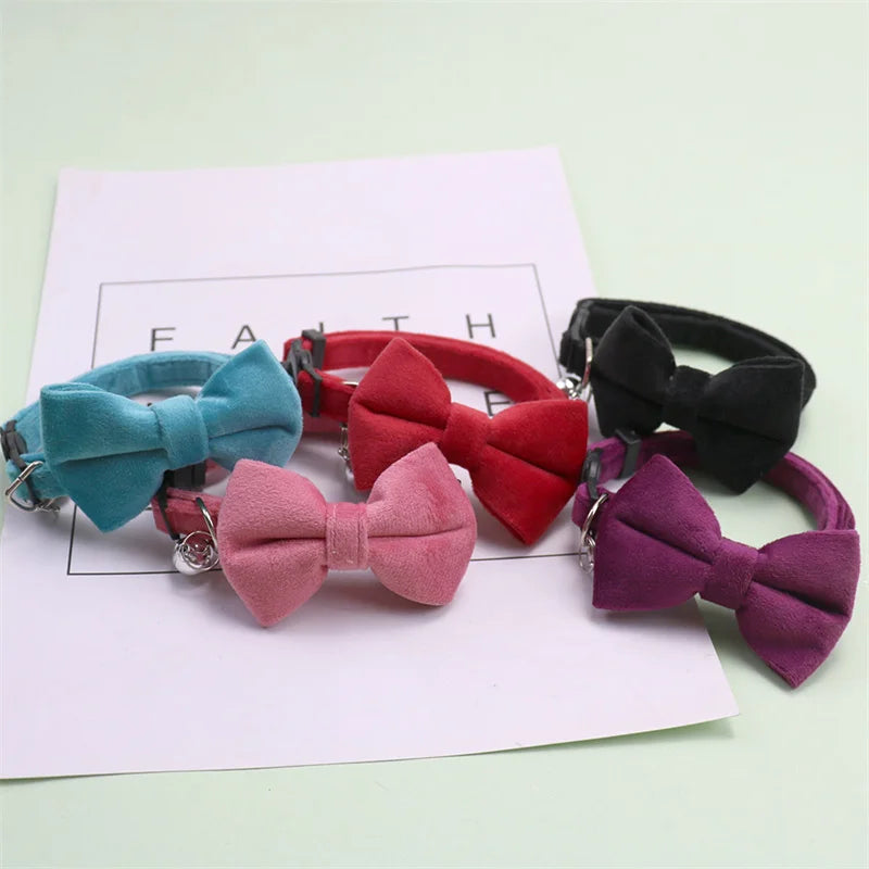 Velvet Collar Solid Color Bow Tie