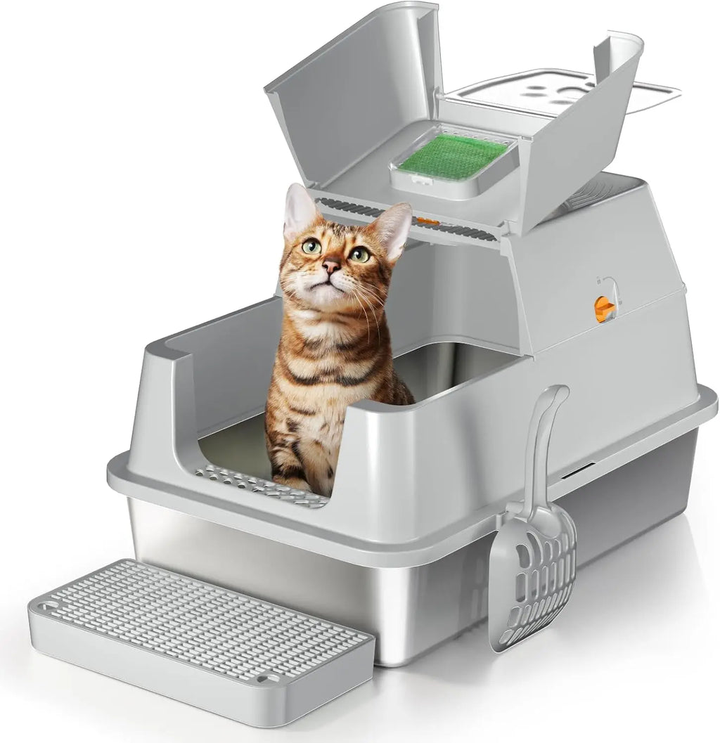 Stainless Steel Cat Litter Box with Lid