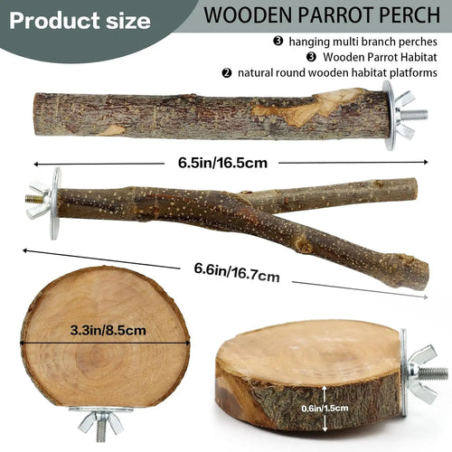8PCS Natural Wood Bird Perches