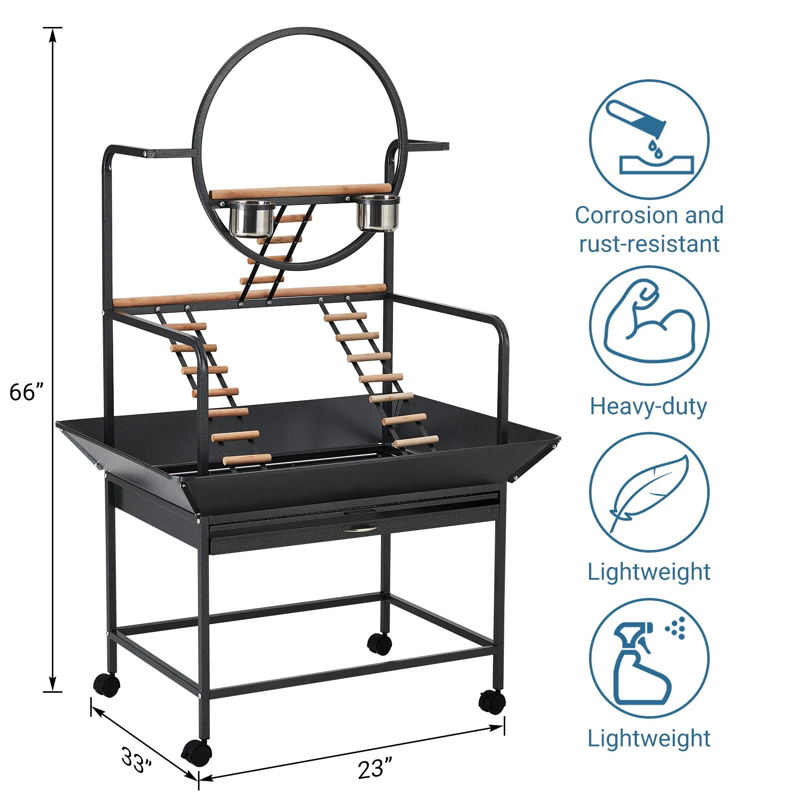 Extra Large Bird Cage with Rolling Stand Spacious Wrought Iron