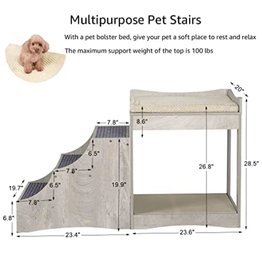 Pet Bunk Bed with Removable Stairs