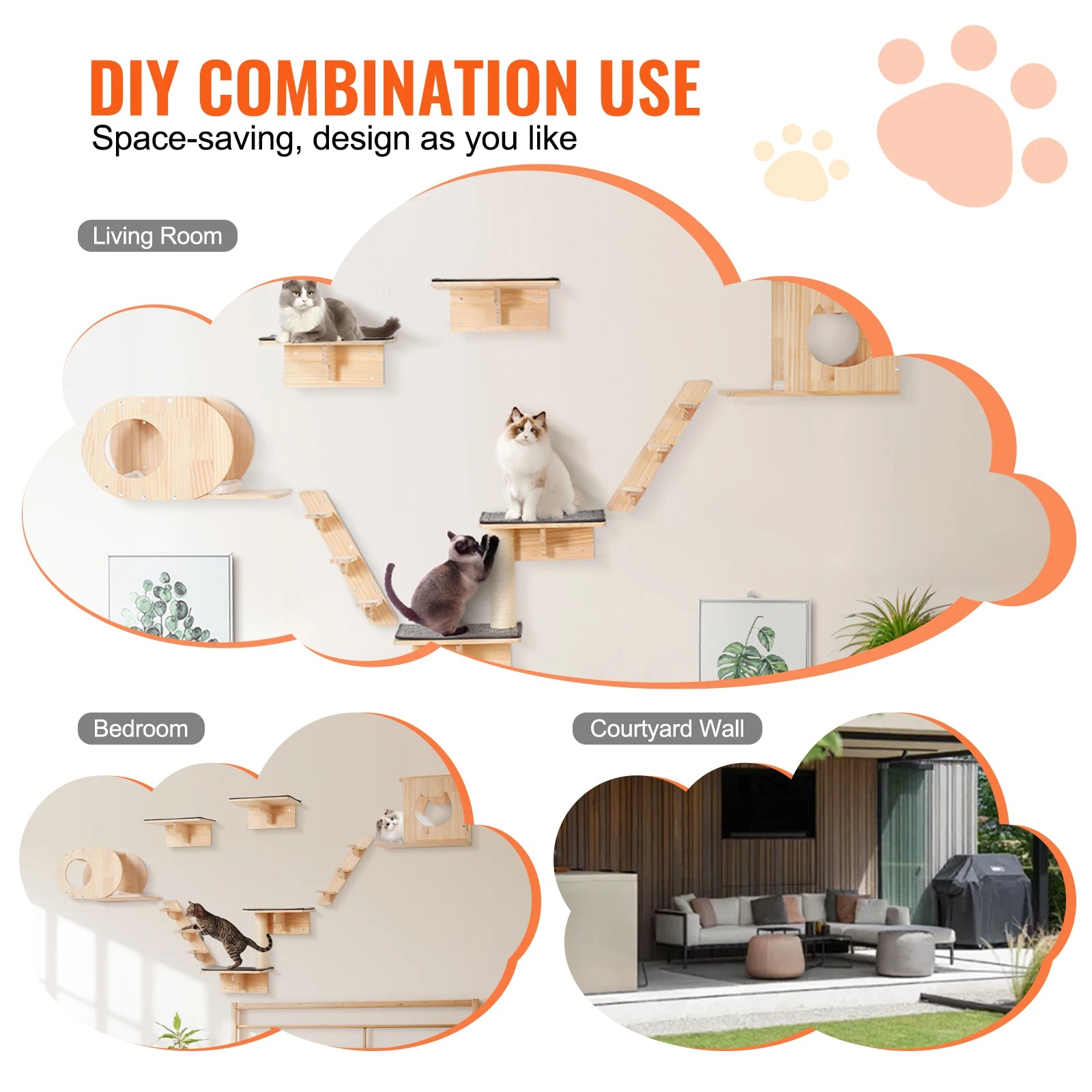 Wall Mounted Cat Shelves Cat