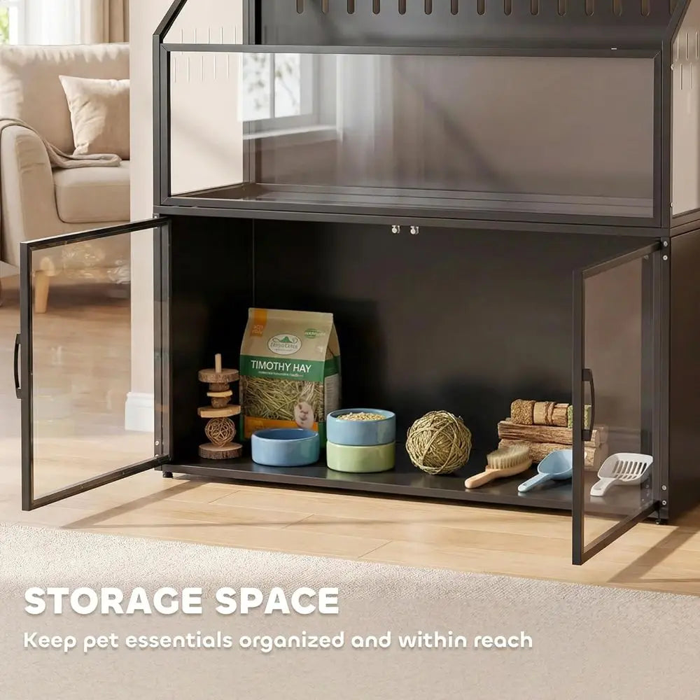 Animal Cage with Acrylic Panels and Openable Top