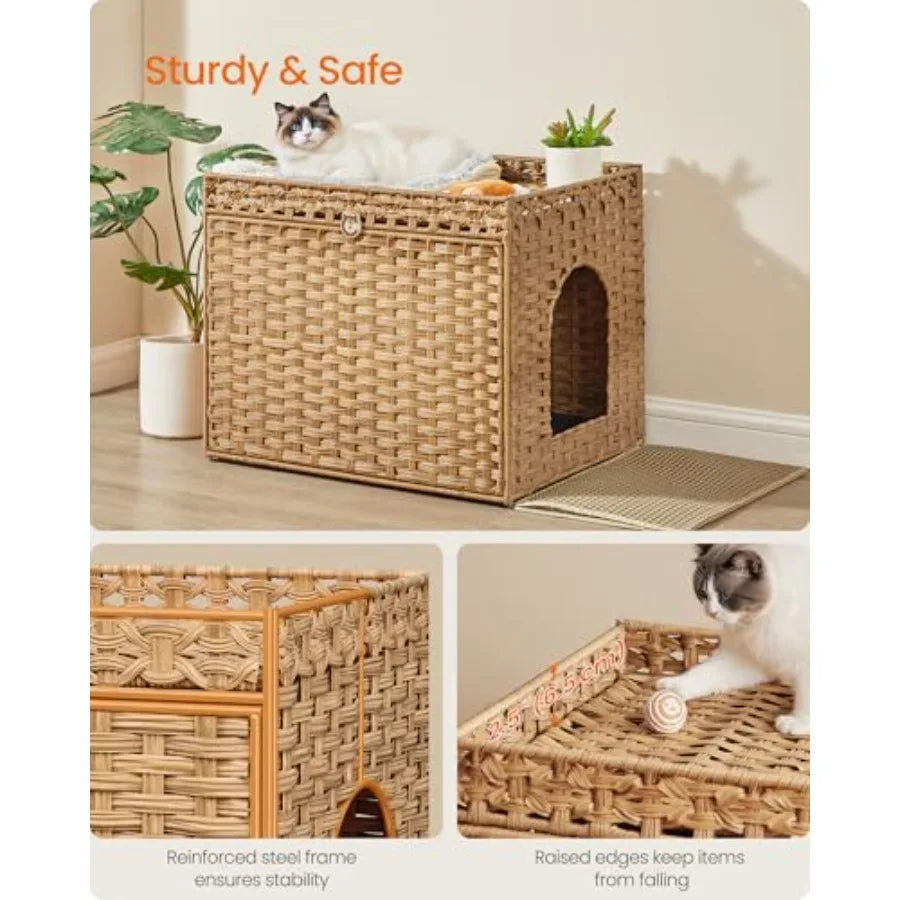 Handwoven Rattan Hidden Litter Box Furniture