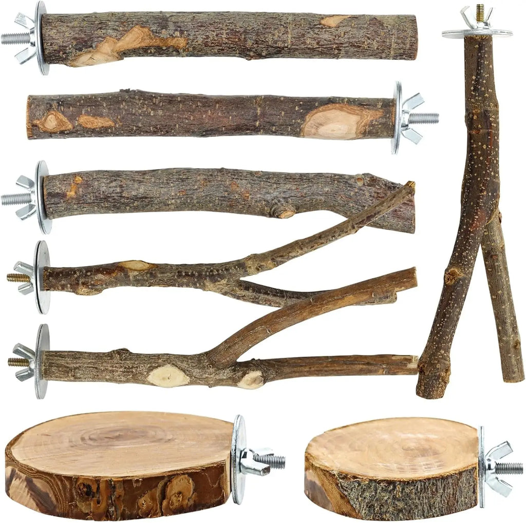 8PCS Natural Wood Bird Perches