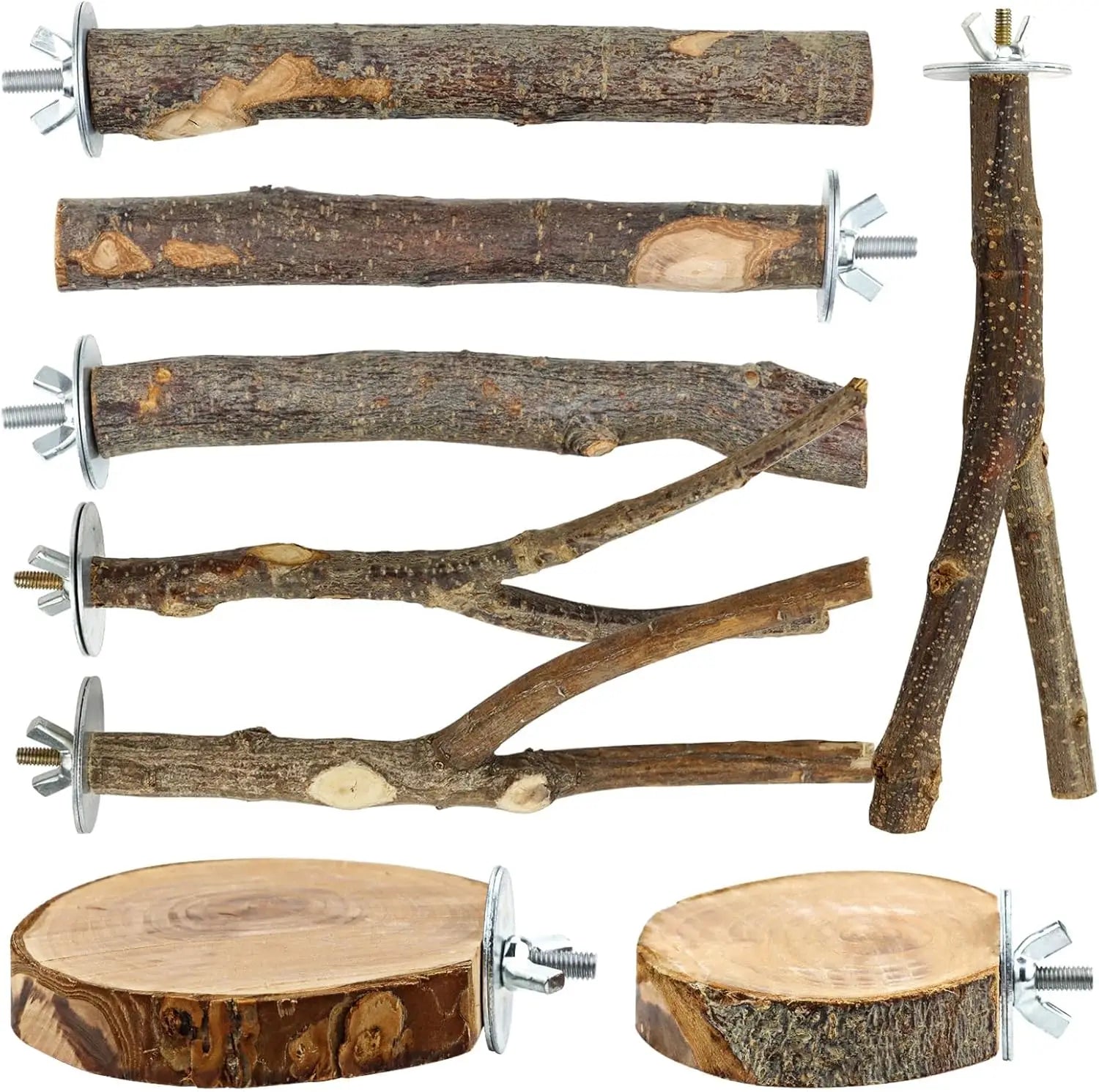 8PCS Natural Wood Bird Perches