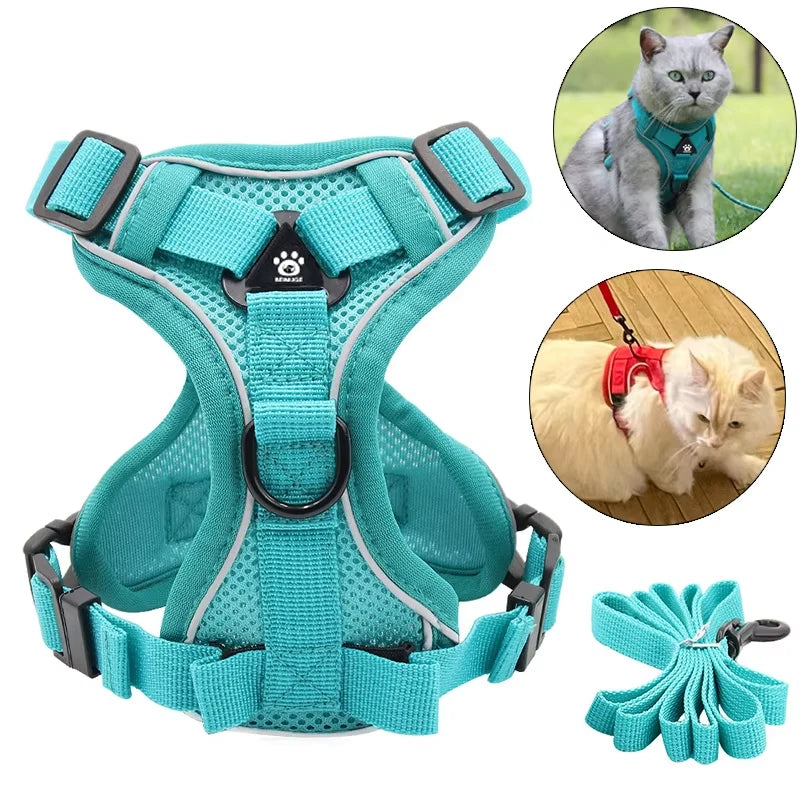 Reflective Harness and Leash Sets Breathable Mesh