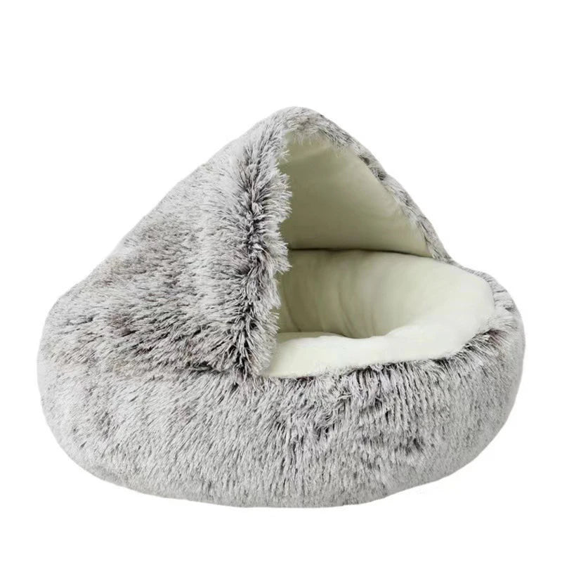 Covered soft plush pet bed