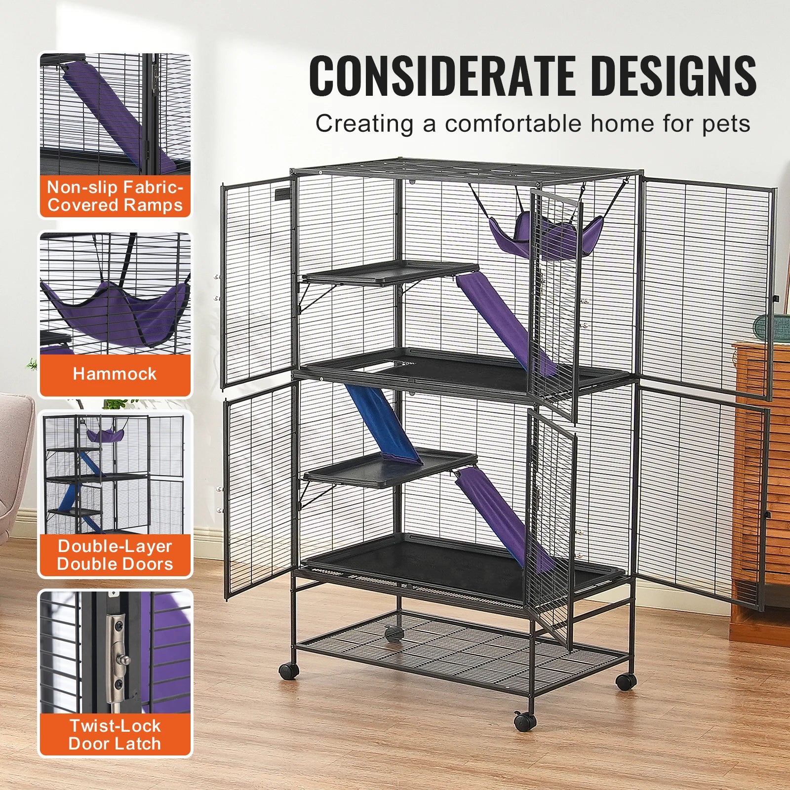 4-Tier Rolling Metal Cage
