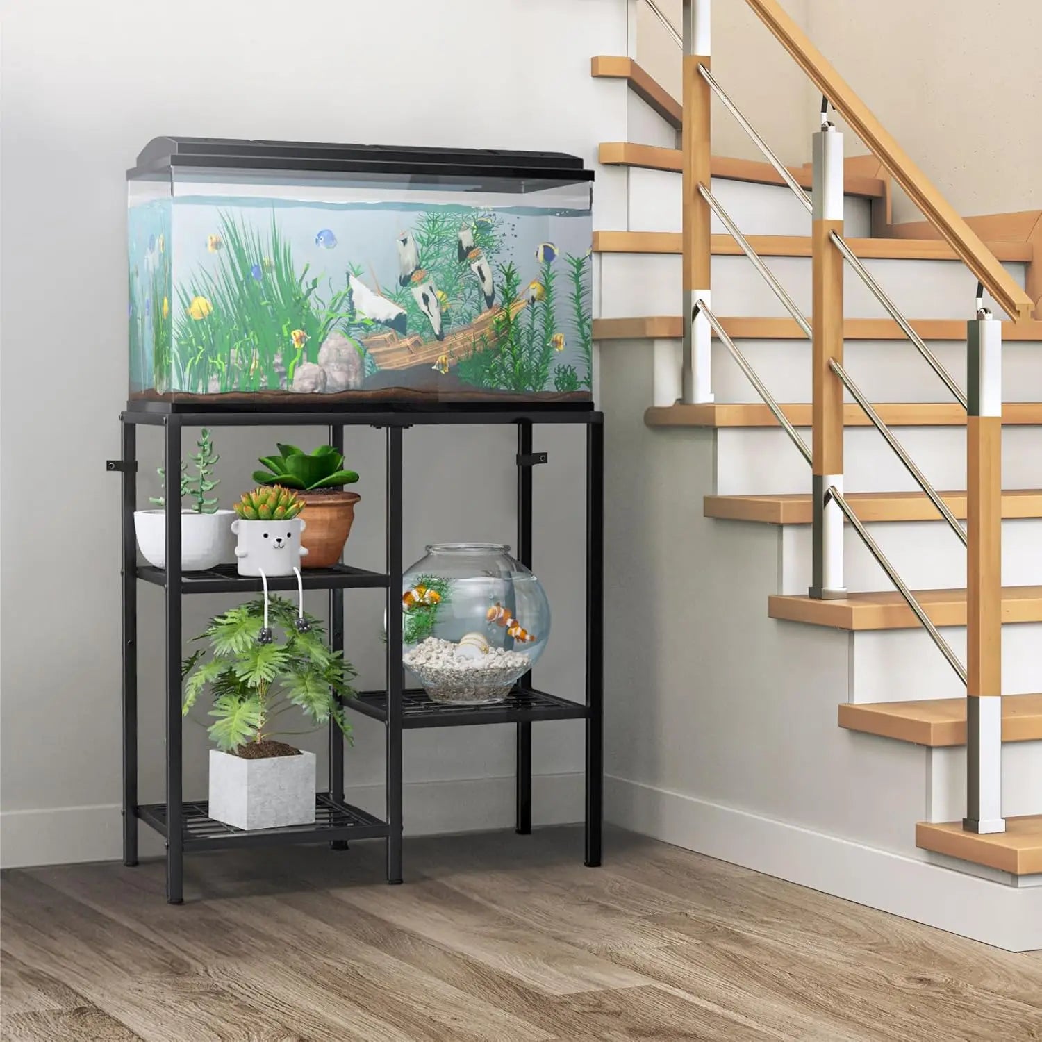 20 Gallon Metal Aquarium Stand, 3-Tier Fish Tank Rack for Reptile Terrariums in Living Room or Office