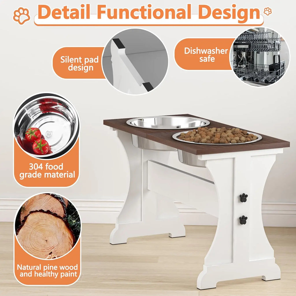 Elevated Stand with 2 Stainless Steel Bowls