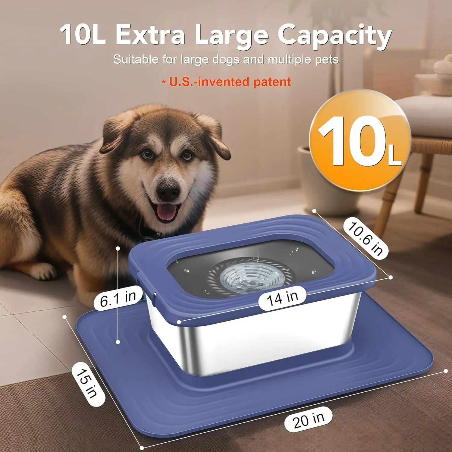 Stainless Steel No-Spill Dog Water Bowl