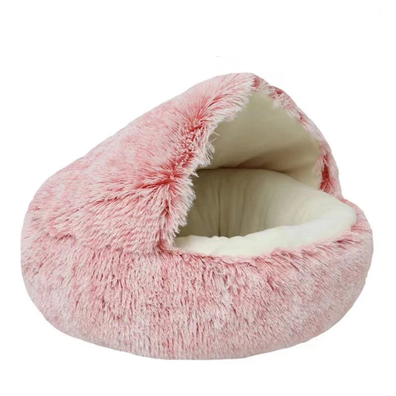 Covered soft plush pet bed
