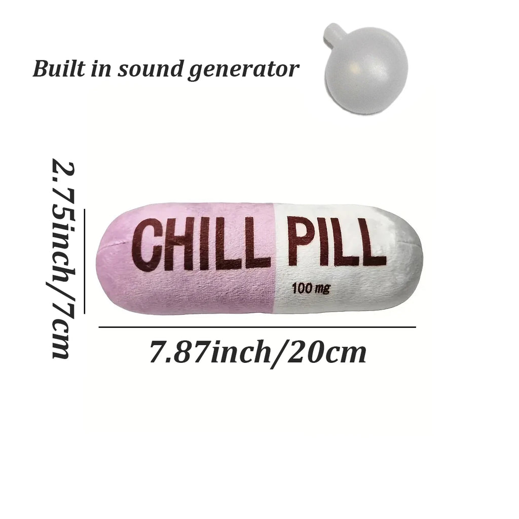 Interactive Plush Pill-Shaped Dog Toy with Squeaker
