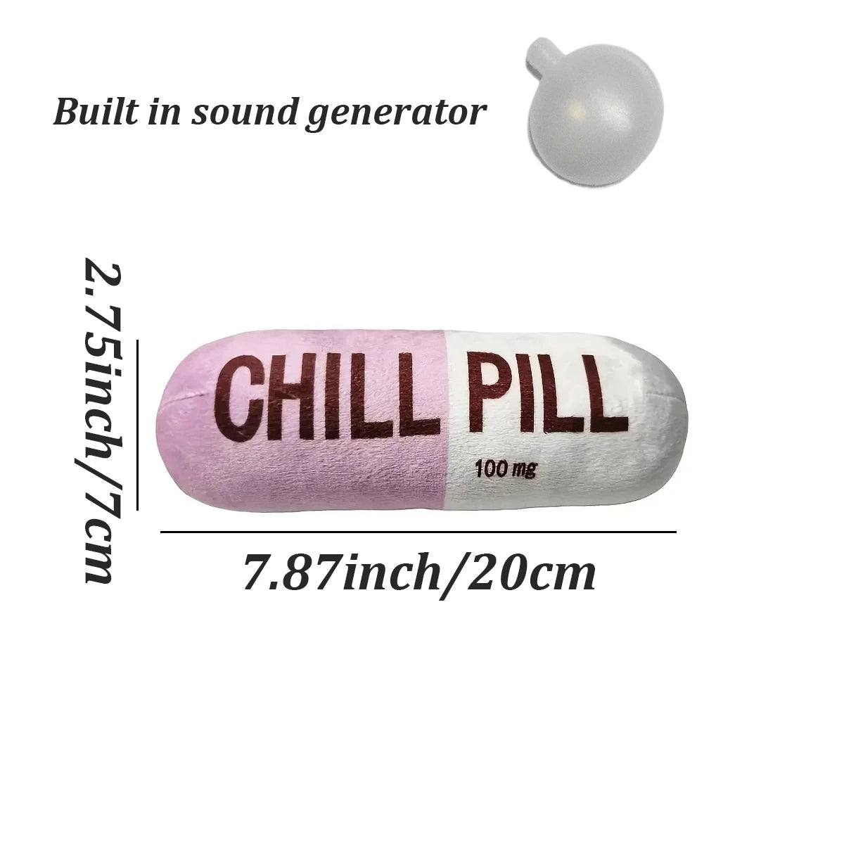 Interactive Plush Pill-Shaped Dog Toy with Squeaker