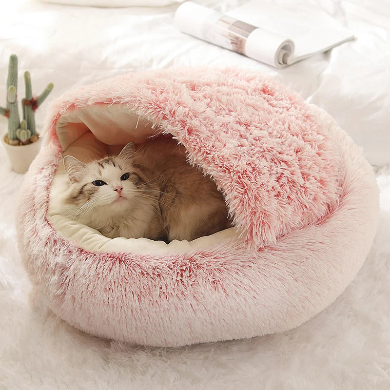 Covered soft plush pet bed
