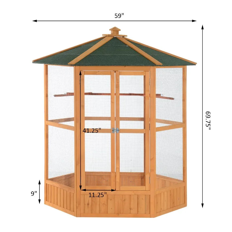 Hexagonal Outdoor Wooden Aviary