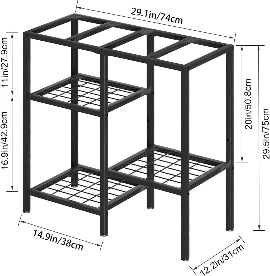 20 Gallon Metal Aquarium Stand, 3-Tier Fish Tank Rack for Reptile Terrariums in Living Room or Office