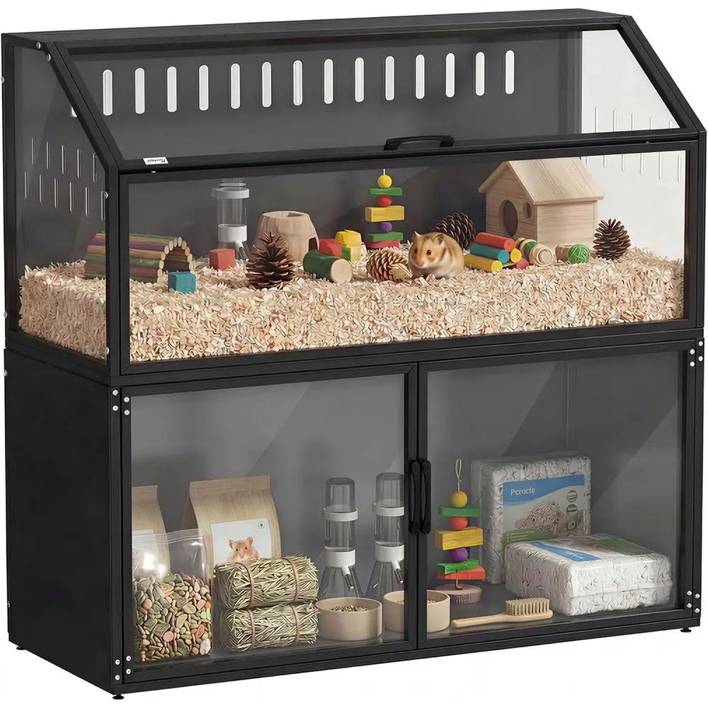 Animal Cage with Acrylic Panels and Openable Top