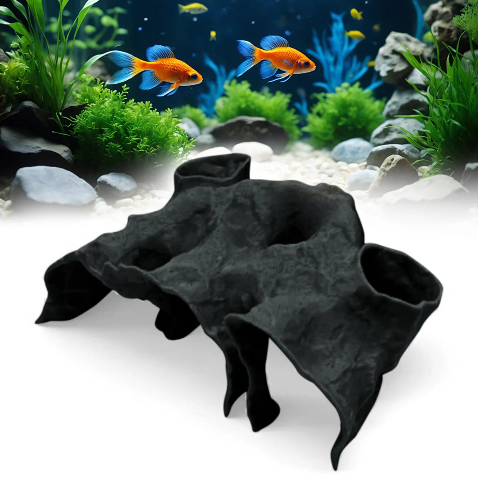 Gravel Tunnel Cave for Aquarium Decor Natural Curve Design Fish Hideout with Smooth Surface for Tropical Fish Tank Ornament