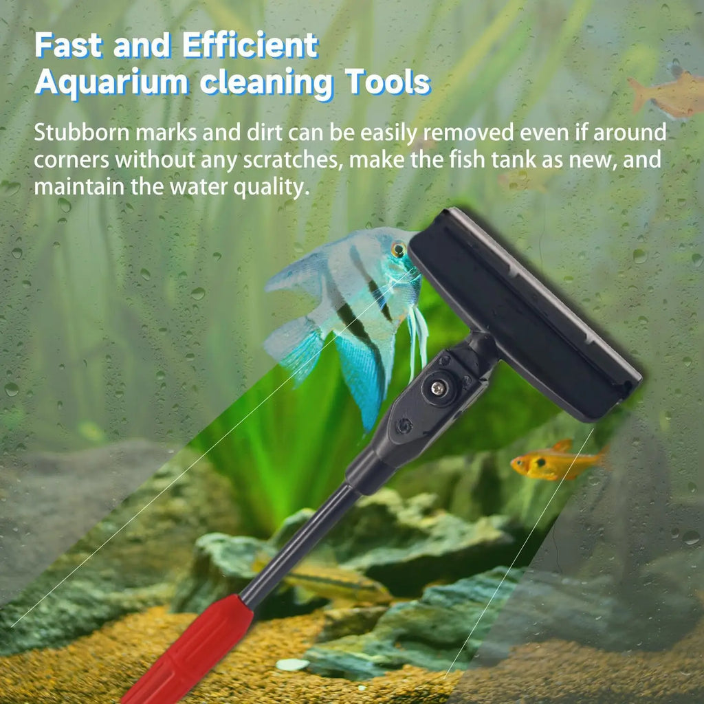 7-in-1 Aquarium Cleaning Kit with Adjustable Long Handle,Sponge Brush,Scraper,Tube Brush,Gravel Rake for Fish Tank Maintenance