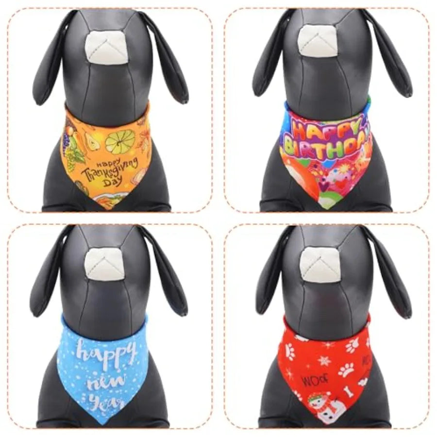 10PCS Pack Holiday Dog Bandanas