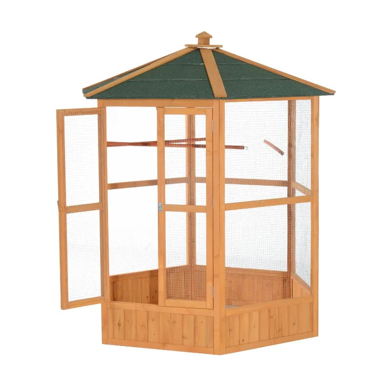 Hexagonal Outdoor Wooden Aviary