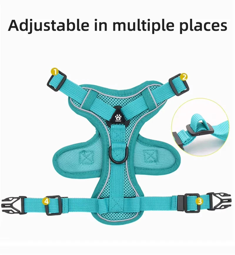 Reflective Harness and Leash Sets Breathable Mesh