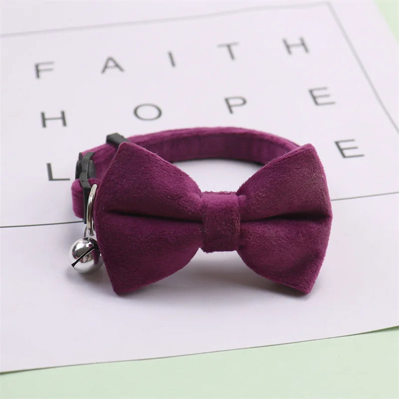 Velvet Collar Solid Color Bow Tie
