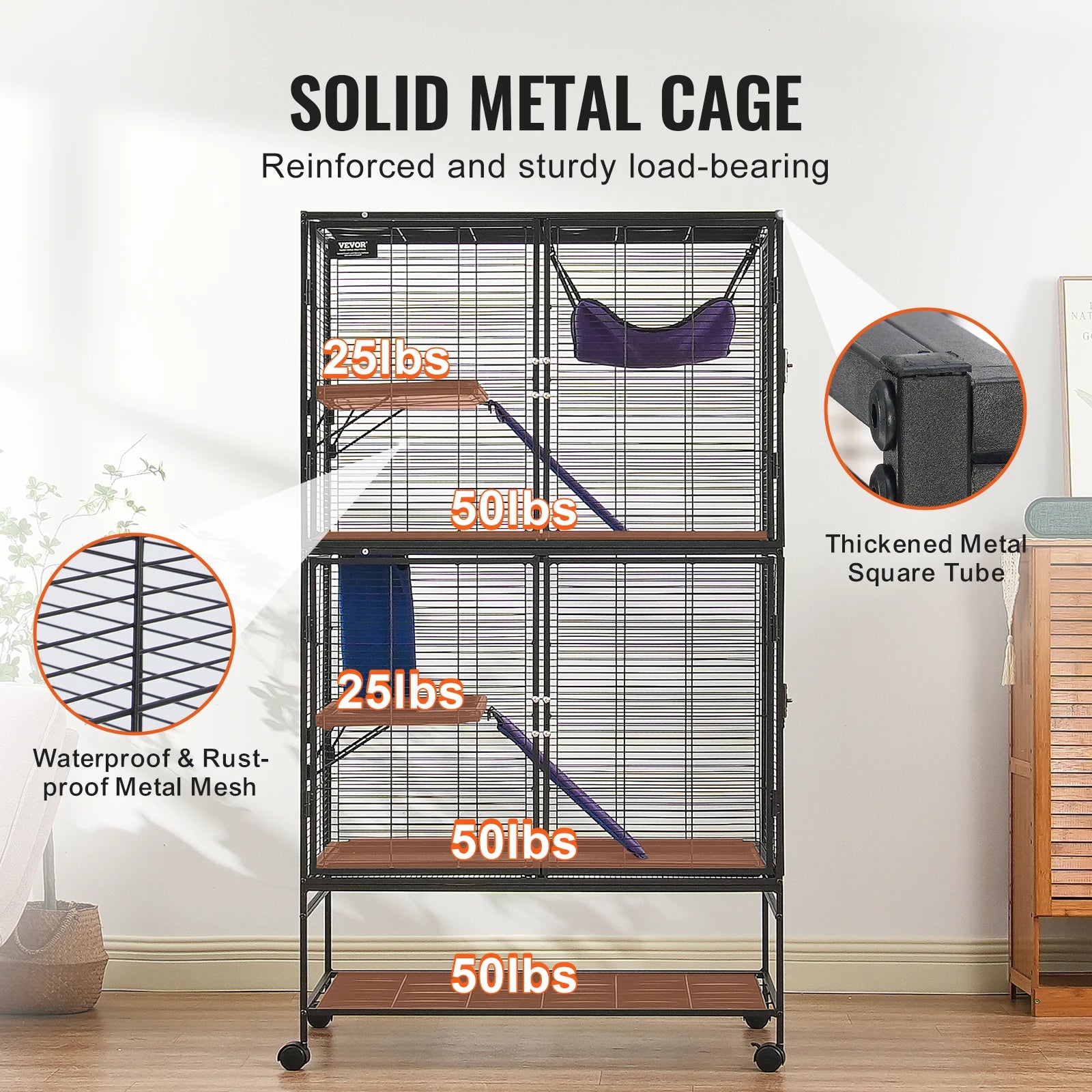 4-Tier Rolling Metal Cage
