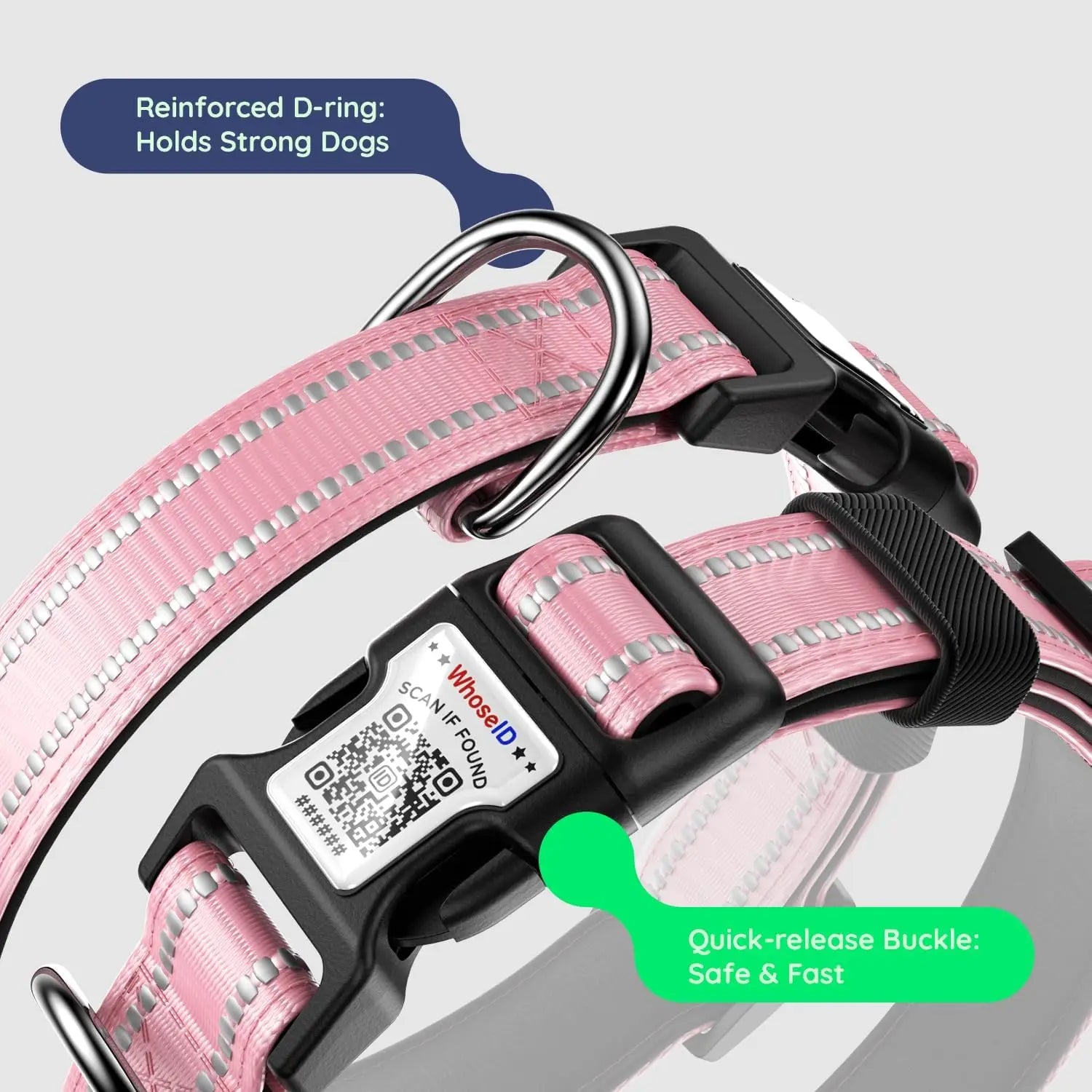 Reflective Ultra-Durable Nylon Padded with QR Code Buckle