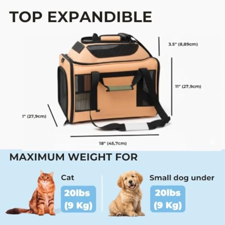 Airline Approved Pet Carrier for 2 Small Medium Pets