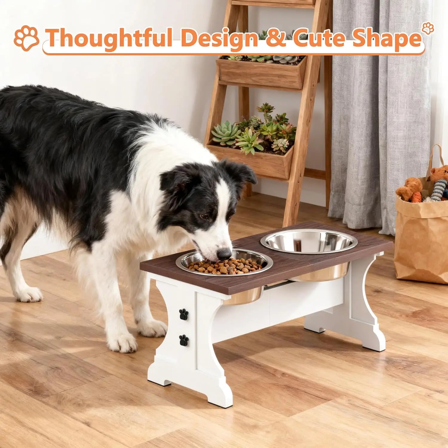 Elevated Stand with 2 Stainless Steel Bowls