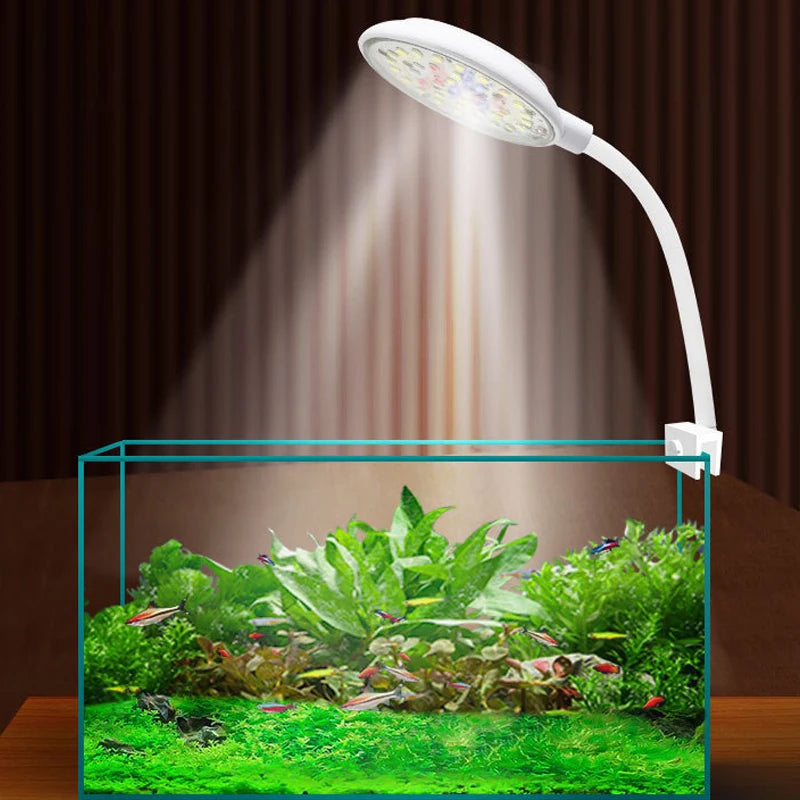 USB Fish Tank Small Clip Light Water Grass Light LED 3/5/7W Color Changing Adjustable Light Splash Proof Restore Natural Colors