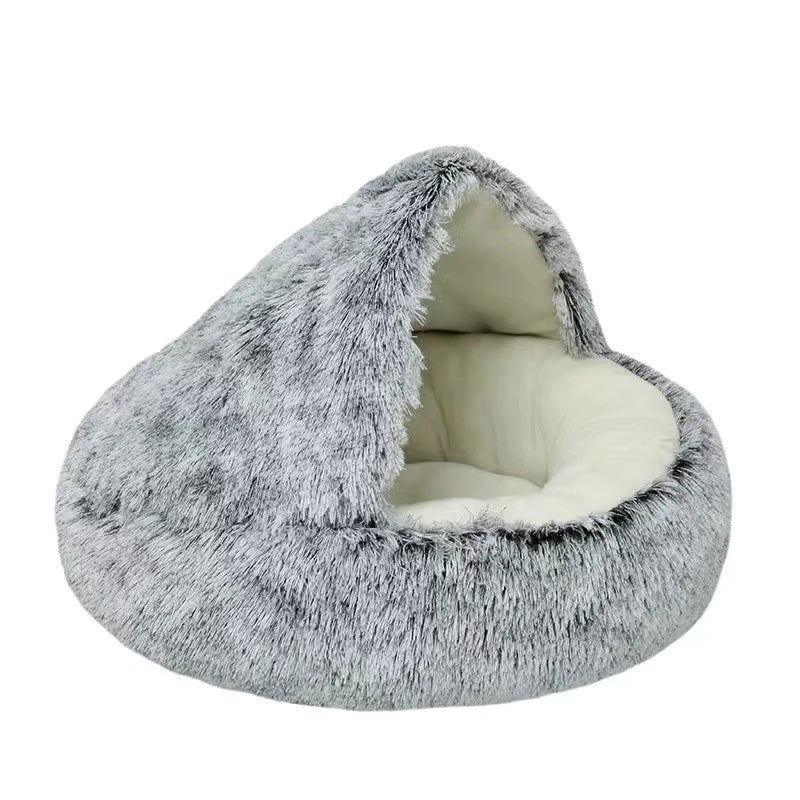 Covered soft plush pet bed
