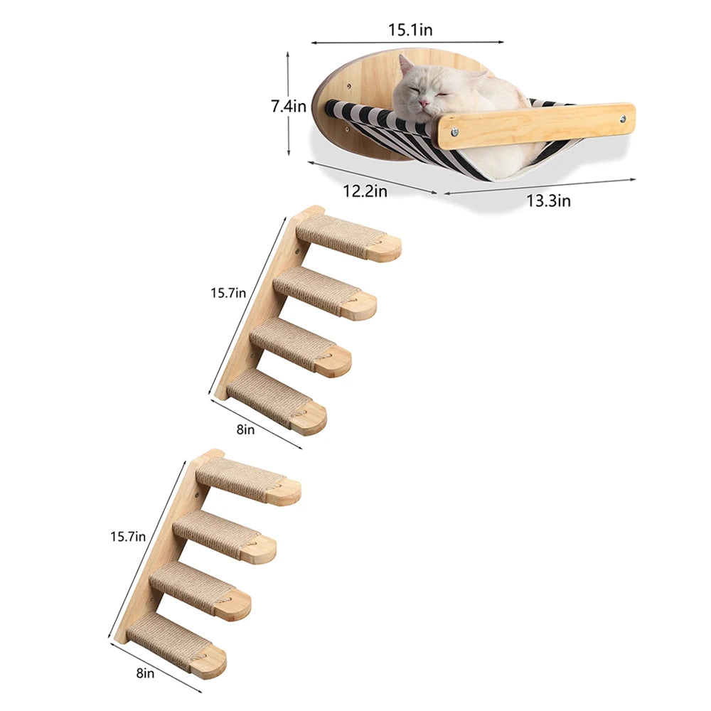 Wall Mounted Wooden Furniture Climbing Shelf Perch