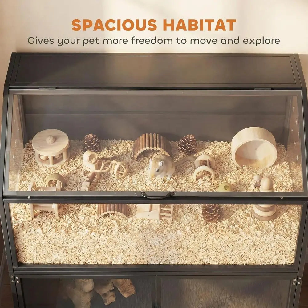 Animal Cage with Acrylic Panels and Openable Top
