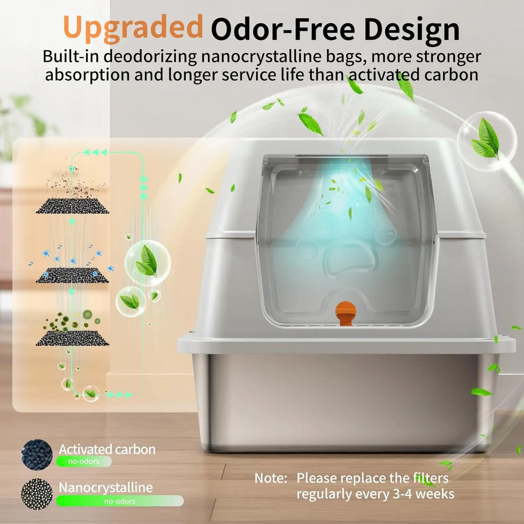 Stainless Steel Cat Litter Box with Lid
